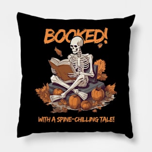 Funny Halloween Shirt, Book Lover, Skeleton Pumpkin Tees, Halloween Party, Book Worm Shirt, Halloween Teacher Shirt, Fall Librarian Shirt Pillow