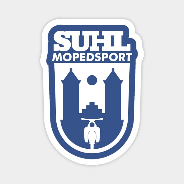 Suhl Mopedsport with Simson Star / Sperber / Habicht v.1 (white) Magnet by GetThatCar