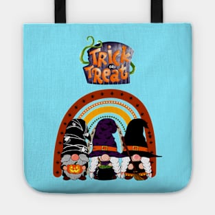 3 Gnomes With Rainbow Halloween Trick or Treat Tote