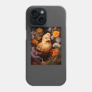 Retro Vintage Art Style Baby Chick in Field of Wild Flowers - Whimsical Farm Phone Case