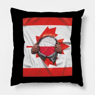 Poland Flag Canadian Flag Ripped - Gift for Polish From Poland Pillow