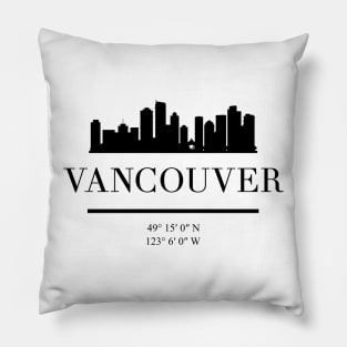 VANCOUVER CANADA BLACK SILHOUETTE SKYLINE ART Pillow