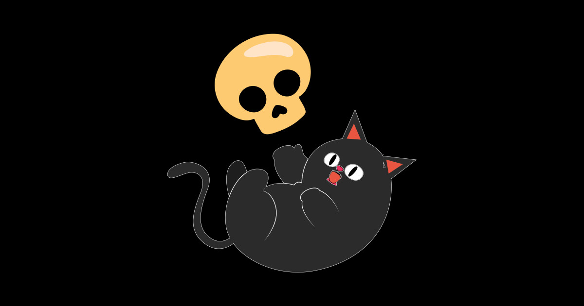 Black Cat Halloween Skeleton Skull - Black Cat Skull - Posters and Art