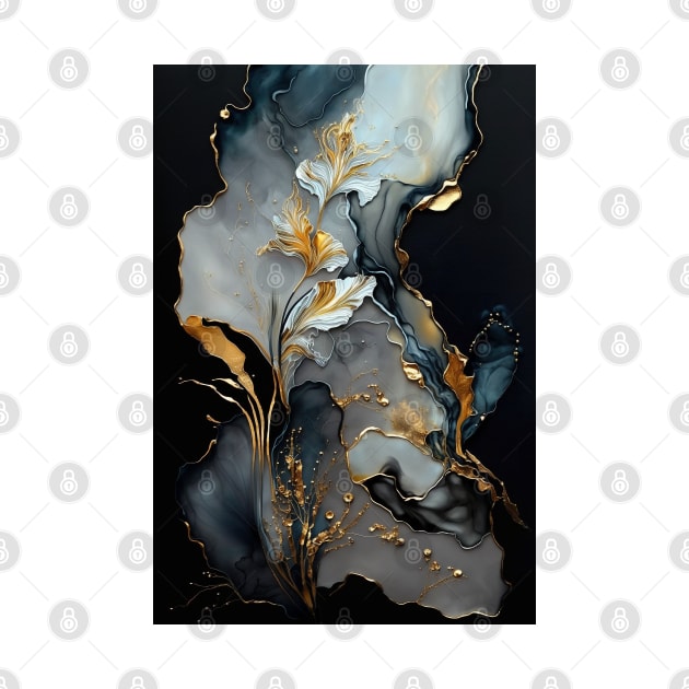 Golden Lily Garden - Resin Art by inkvestor