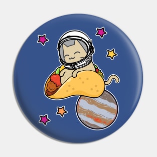 cartoon cat astronaut in space riding taco Pin