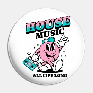 HOUSE  - Retro Mascot All Life Long (black/pink) Pin