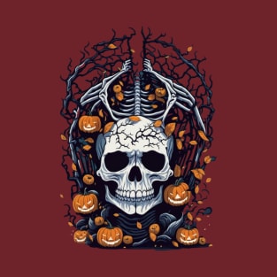 Halloween Skull and Pumpkins T-Shirt