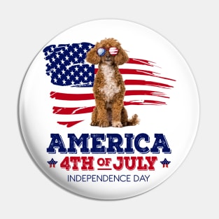 Poodle Flag USA - America 4th Of July Independence Day Pin