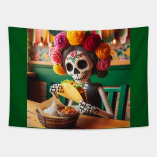 Calaca eating tacos Tapestry