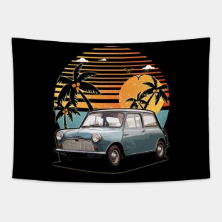 BMC Mini 1959 car sunset Tapestry