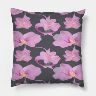 Light pink floral pattern with dark grey background Pillow