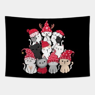 Merry Catmas Christmas Cat Tree Tapestry