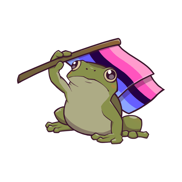 Omnisexual Pride Flag-Holding Frog by saltuurn