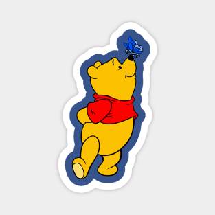 Yellow Bear with Awareness Ribbon Butterfly (Blue) Magnet