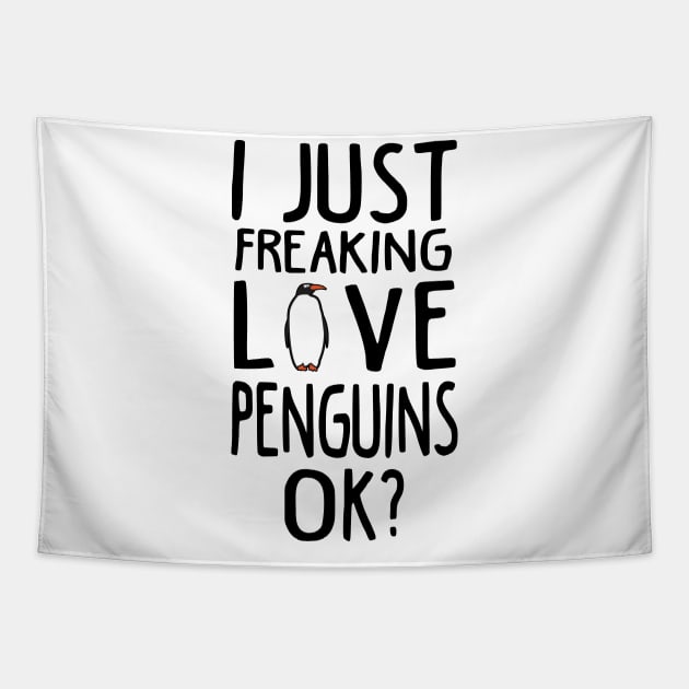 Love Penguins. Funny Penguin Gift Tapestry by KsuAnn