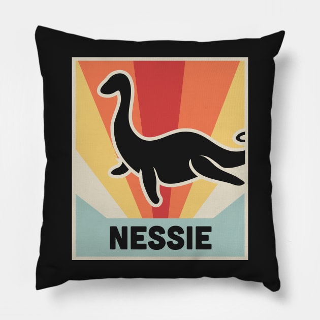 NESSIE – Vintage Loch Ness Monster Pillow by MeatMan