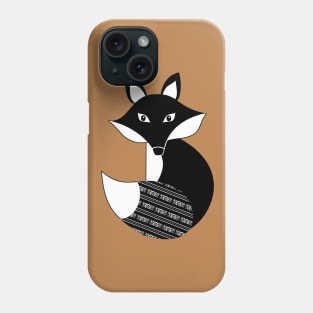 Cute Black and White Fox with Filigree Tail Phone Case