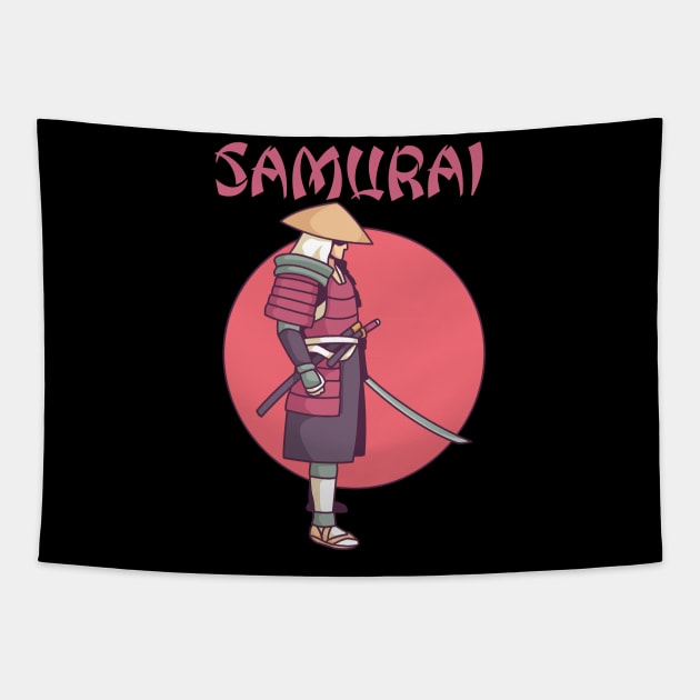 Samurai Warrior Sword Ronin Retro Japanese Design Tapestry by Luxara