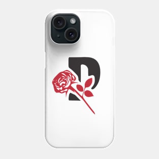 Letter P monogram with a red rose. Phone Case