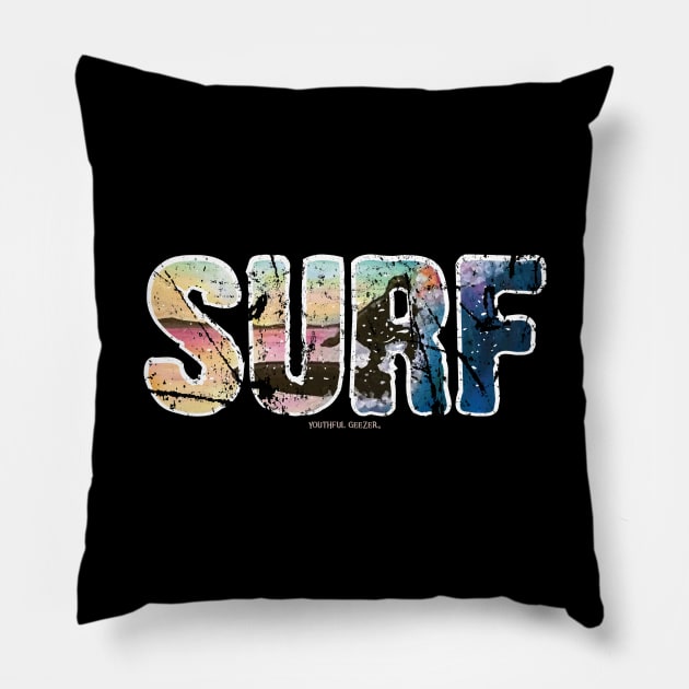 Surf Lover Surfing Design Pillow by YouthfulGeezer