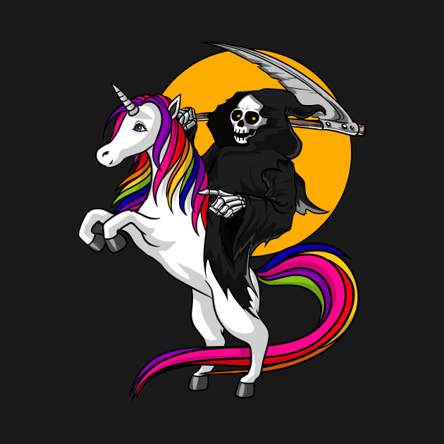 Grim Reaper Riding Unicorn by underheaven