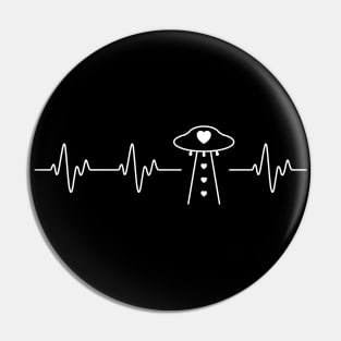 UFO Alien Heartbeat Love Line Funny Pin