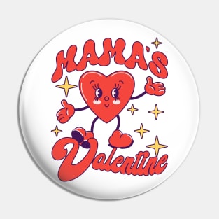 Retro Groovy Mama is My Valentine Cute Heart Boys Girls Kids Pin