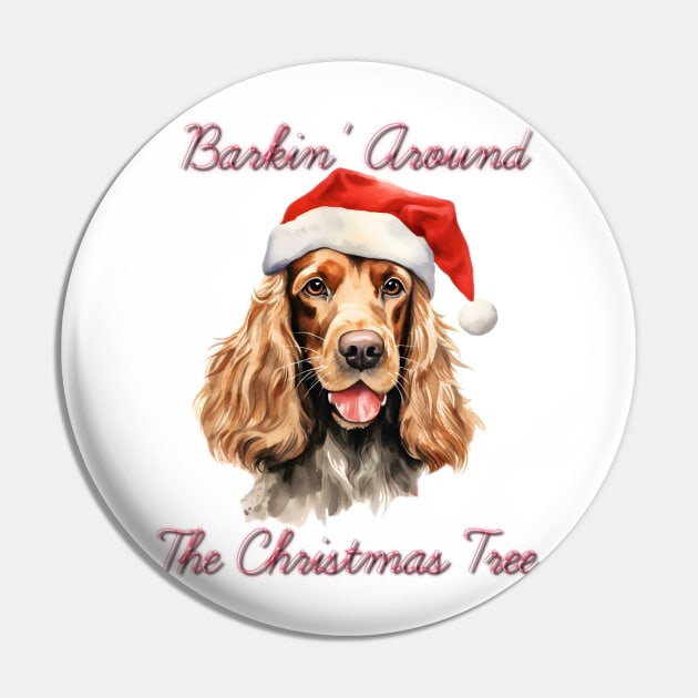 Christmas English Cocker Spaniel Dog in Santa Hat Pin by Pawsitive Curios