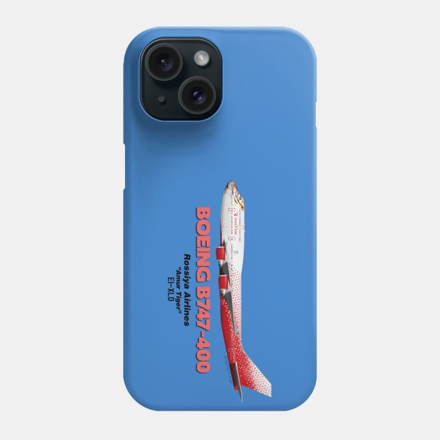 Boeing B747-400 - Rossiya Airlines "Amur Tiger" Phone Case by TheArtofFlying