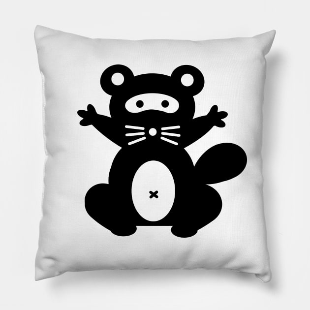 Ninja Raccoon / Tanuki - Silhouette Pillow by Japan2PlanetEarth