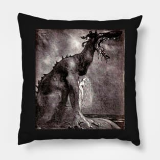 Svipdag as a Dragon with Freya - John Bauer Pillow