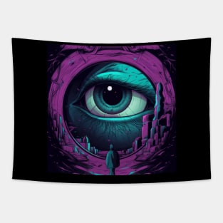 Blue and Purple Eyes Artwork Captivating Abstract Vision Tapestry