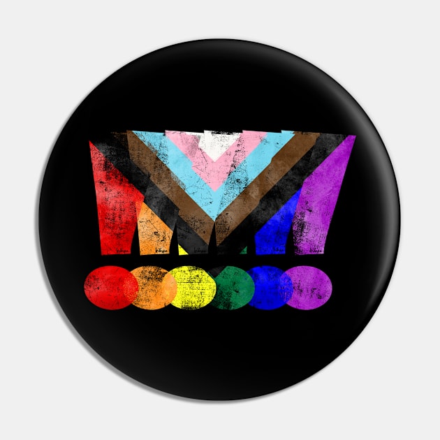 LGBTQ Progress Pride Grunge Exclamation Points Pin by wheedesign