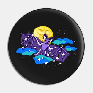 Print with Decorative Bats in the Night Sky Pin