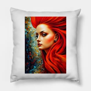 Red head beauty Pillow