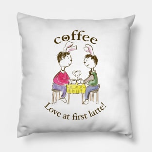 Gay Rabbits. Love At First Latte. Pillow