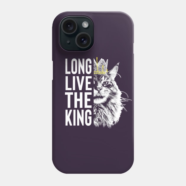 Long Live The King - Maine Coon Cat Face with Graffiti Crown and Text Phone Case by VoidCrow