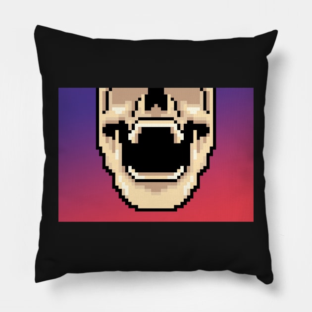 Pixel Skull Mask Pillow by Silurostudio