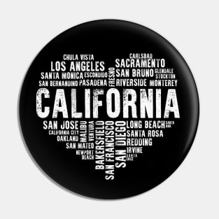 Vintage California Heart Love LA San Francisco San Diego Pin