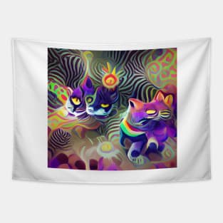 Psychedelic Cats Tapestry