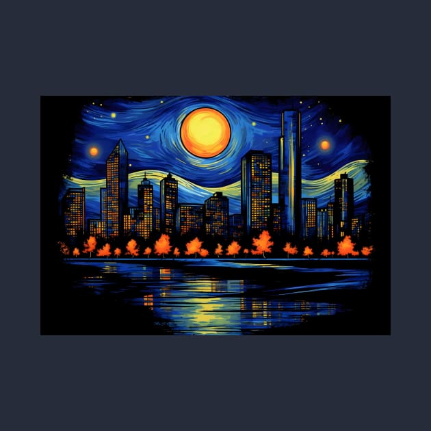 Oklahoma City Skyline 3D Starlit Harmony under the Cosmic Canopy by Artwear Cafe