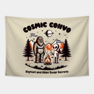 Cosmic Convo - Bigfoot and Alien Swap Secrets Tapestry