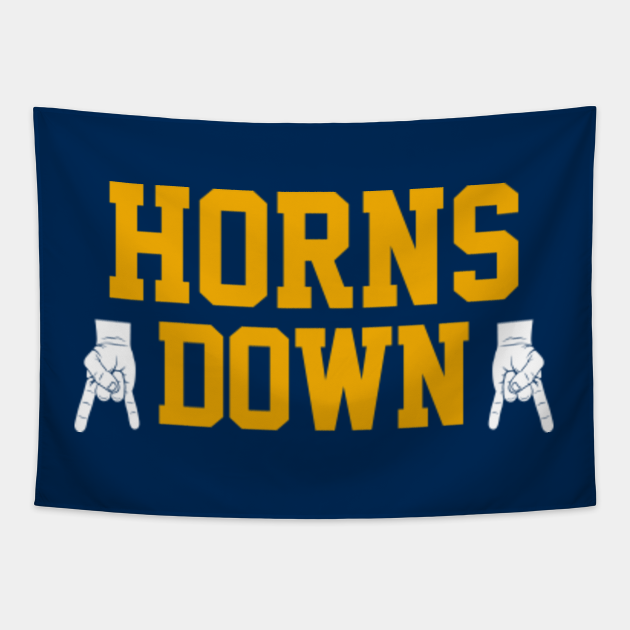 Horns Down Navy Horns Down Tapestry TeePublic