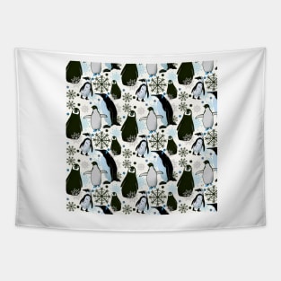 Snowy Penguins - Blue Tapestry