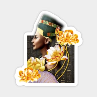 Queen Nefertiti With Golden Lotus Magnet