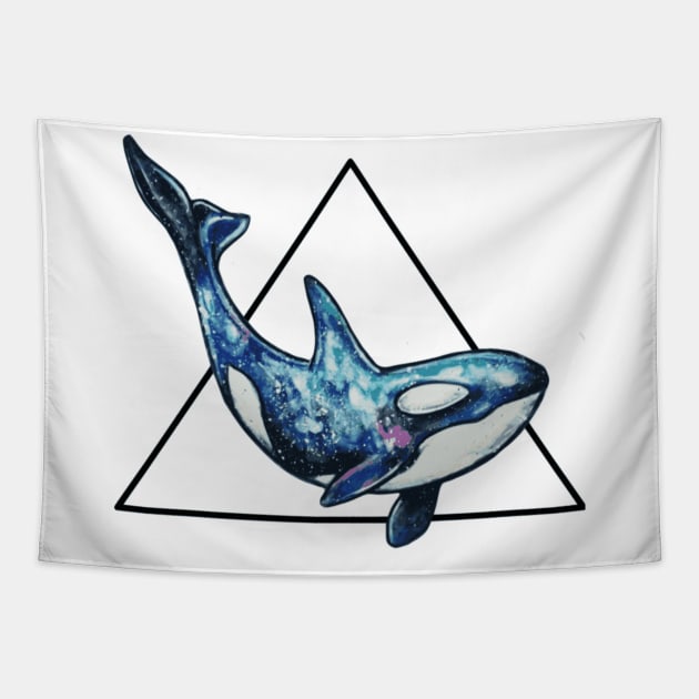 Geometric cosmic orca Tapestry by Prettielilpixie