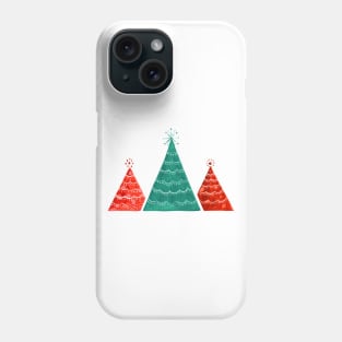 Red and green watercolor Christmas trees Phone Case