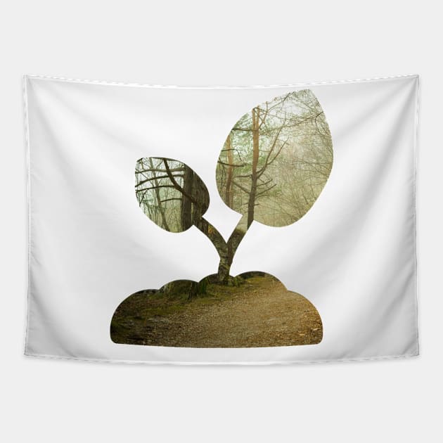 forest double exposure Tapestry by FromBerlinGift