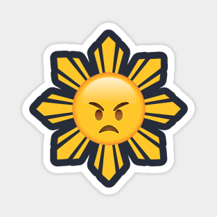 Angry Grumpy Filipino Sun Emoji Face Magnet