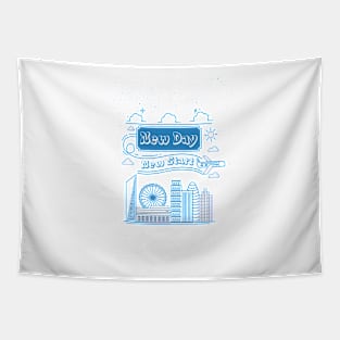 New day New Start Inspirational Motivational Quote Design Tapestry